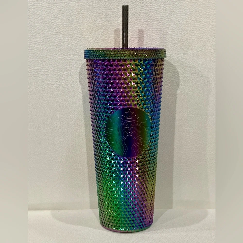 Starbucks Oil Slick Rainbow Iridescent Studded‎ Fall Edition 24oz Tumbler New